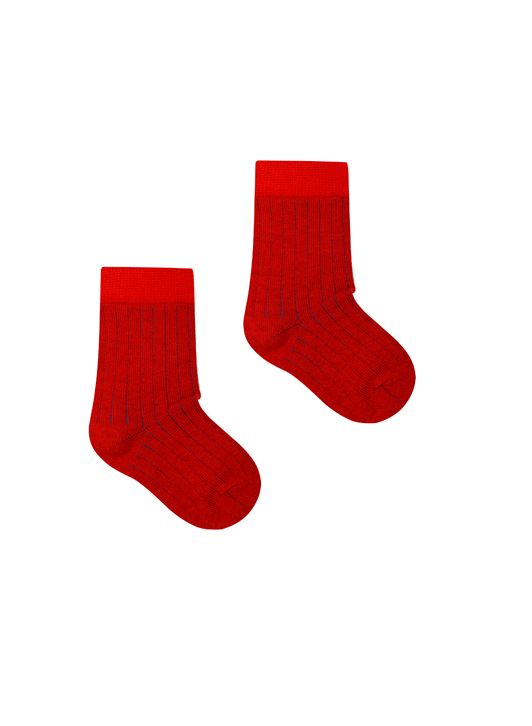 Levně Kabak Socks Kids Classic Ribbed Red/Navy Blue
